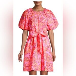 LILLY PULITZER Knoxlie Floral Coquette Preppy Girly Puff-Sleeve Dress- Women’s 2